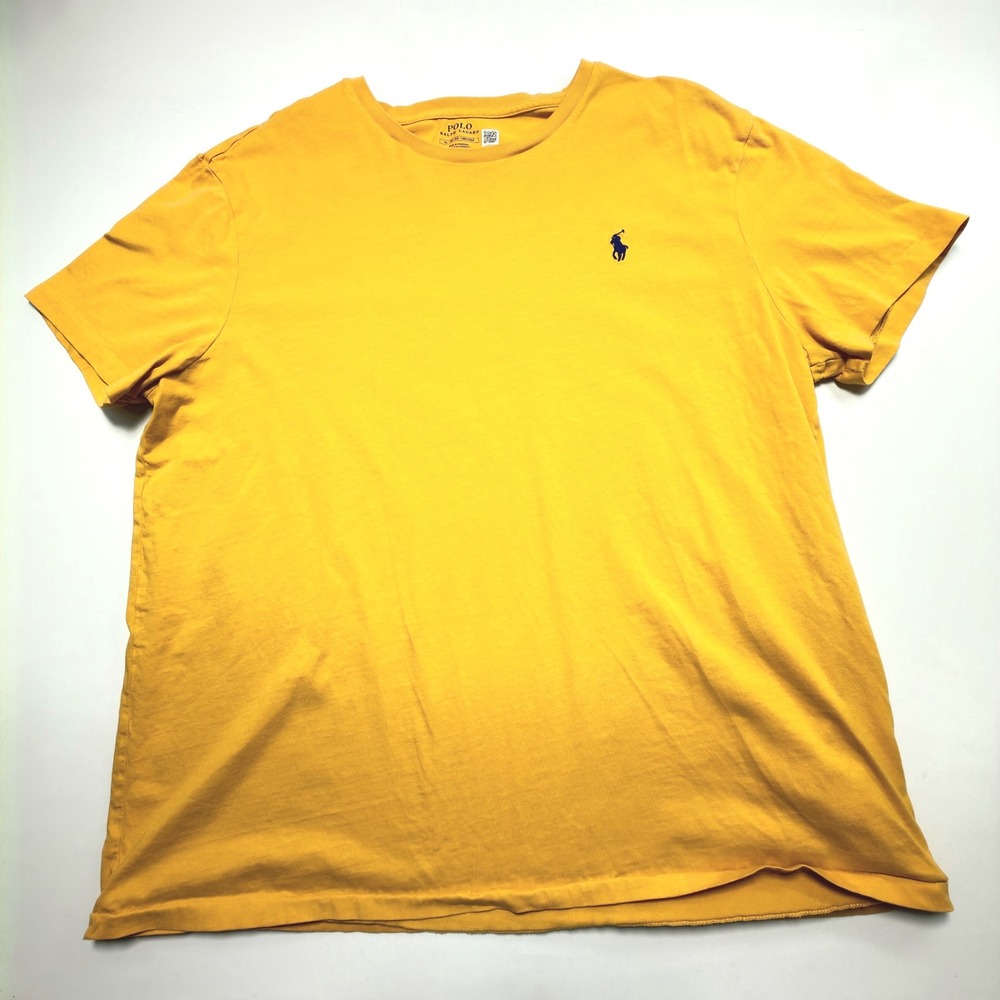 Polo Ralph Lauren Classic Pony T-Shirt XL Yellow Cotton Crewneck Logo Tee